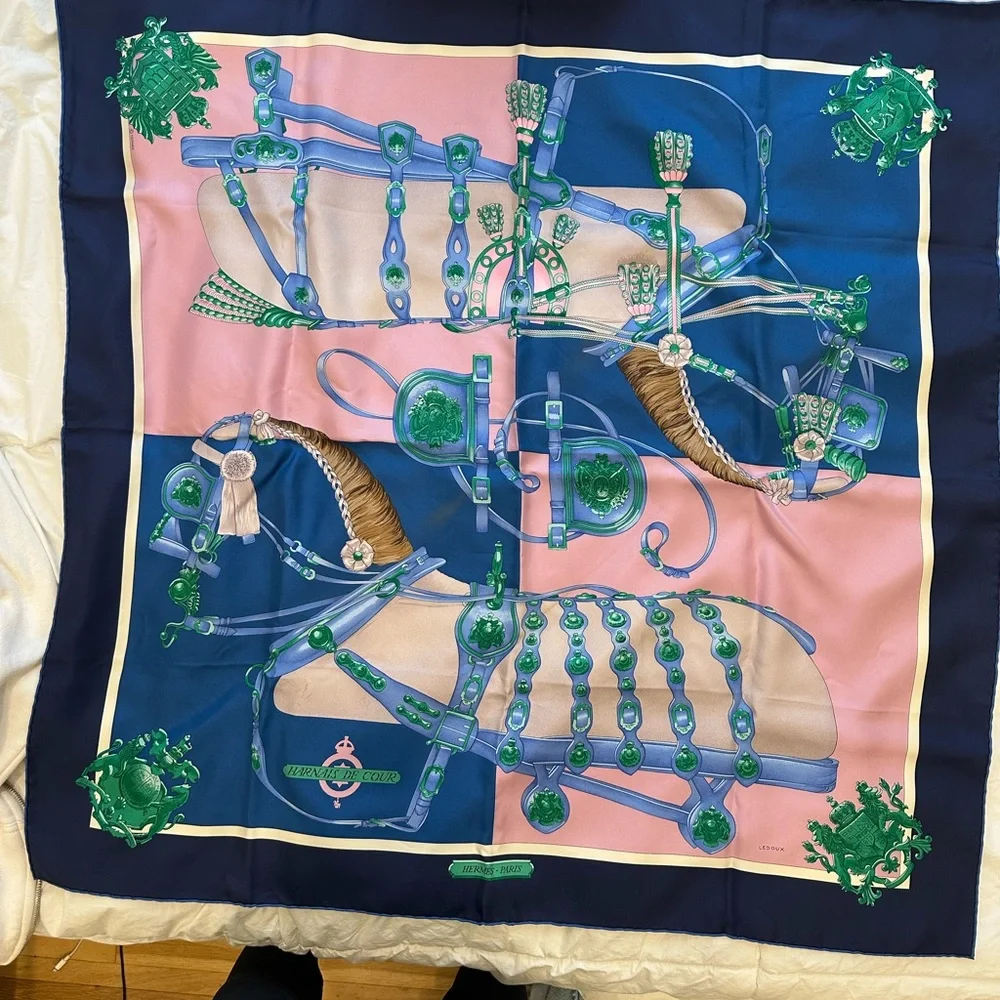 Hermès Equestrian Print Silk Scarf
